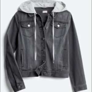 French Terry Hood Denim Jacket by Market & Spruce